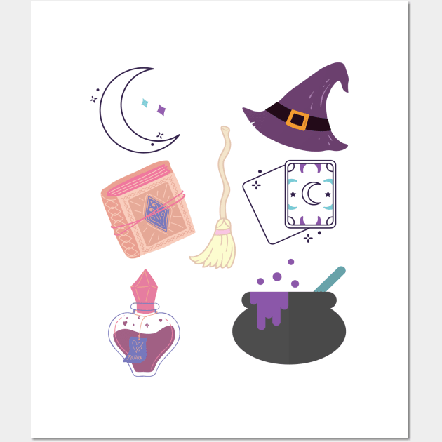 in the world full of princesses be a witch sticker pack Wall Art by kickstart